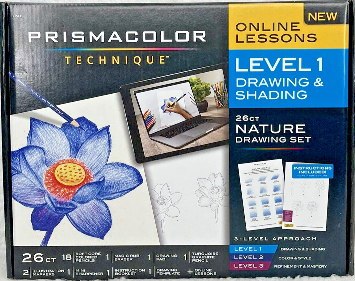 S L1200 Prismacolor Technique Online Drawing Lessons 26-Pc Set - Nature Level 1 Drawing