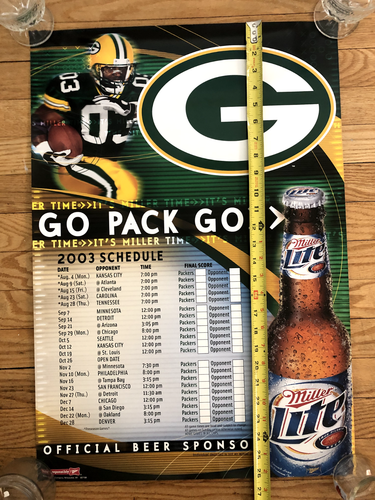 Lot of 6 Green Bay Packers Miller Beer Posters Football Wisconsin Gift Sports - Picture 12 of 20
