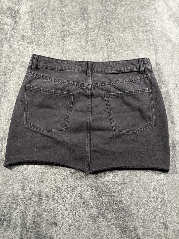 "Minifalda vaquera Adam Levine para mujer XL negra lunas y dobladillo cortado estampado 35"" Y2K" Foto 4 de 4