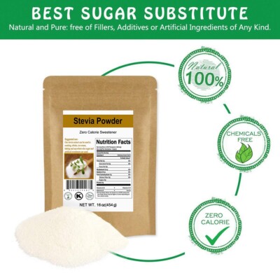 CCnature Stevia Powder 16OZ Natural Extract Sweetener Stevia Leaf Sweetener