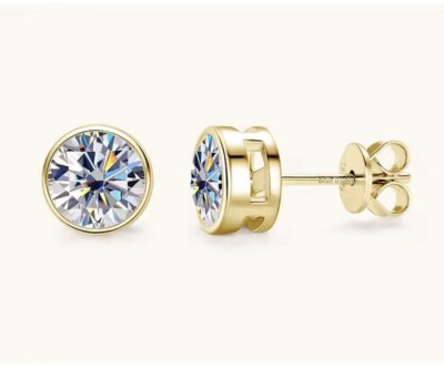 0,5ct Ohrringe Gelbgold Diamant Testpass Laborgefertigt VVS1/D/Top