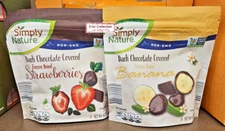 Simply Nature Dark Chocolate Covered Freeze Dried Strawberries & Banana (2 Bags)
