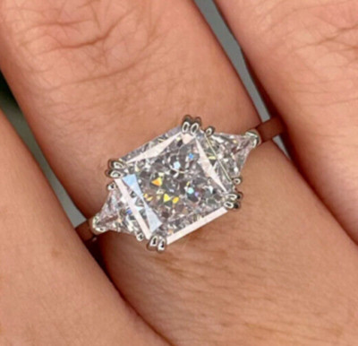 Luxury 2.60Ct Princess Cut Created Diamonds Wedding Ring 14K White Gold Plated