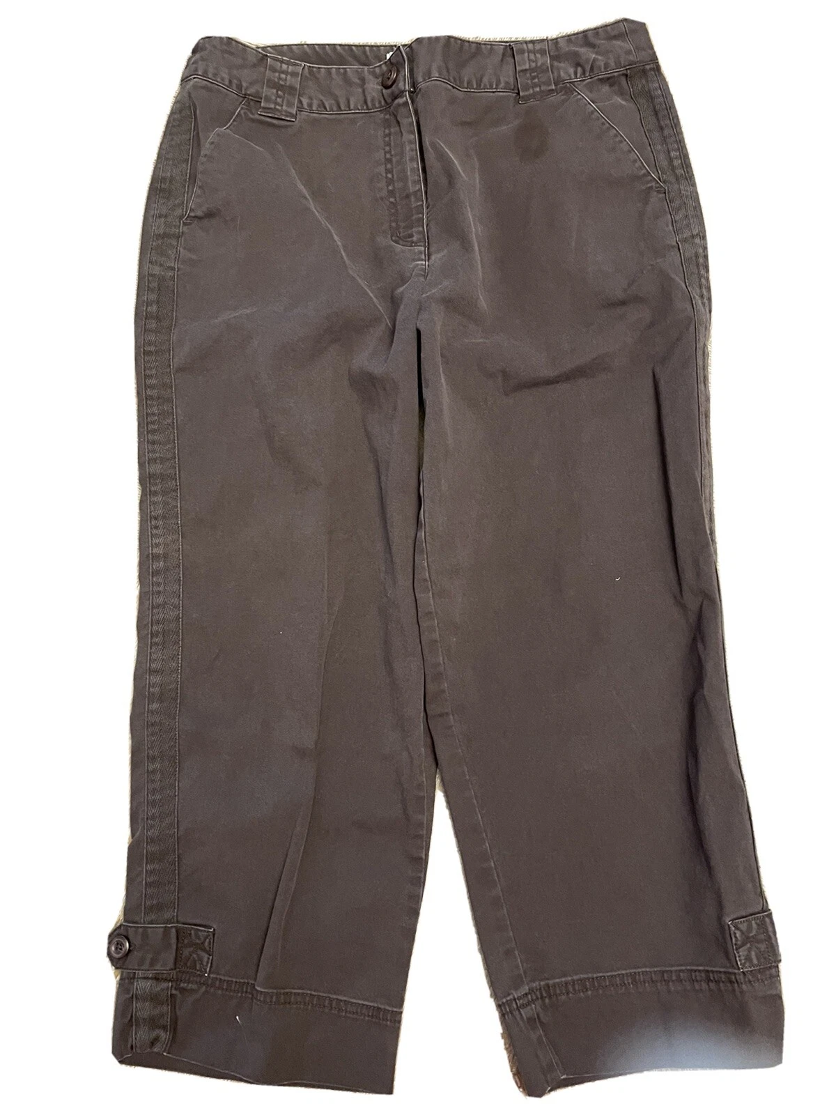 TALBOTS Womens Brown STRETCH Cropped Leg CAPRI Pants Petite 12 Waist 32”