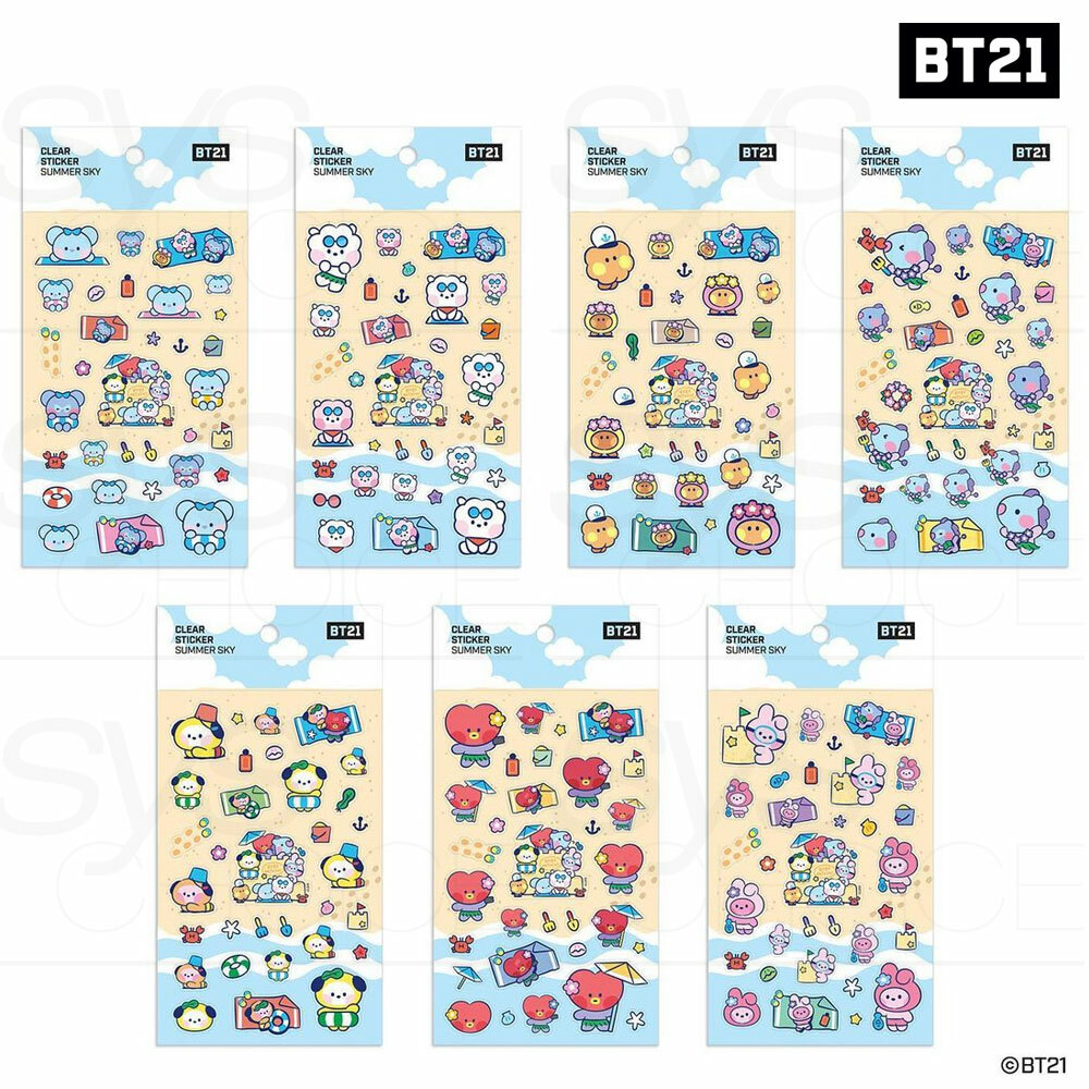 BTS BT21 Official Authentic Goods Clear Sticker Summer Sky