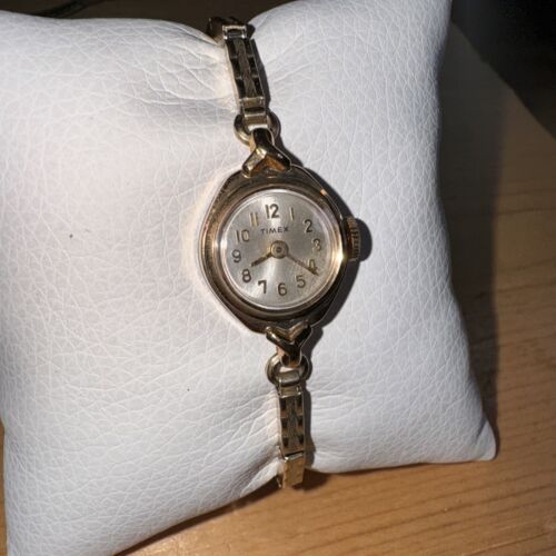 Vintage Damen Timex mechanisches goldfarbenes 10k RGP Stretchband funktioniert