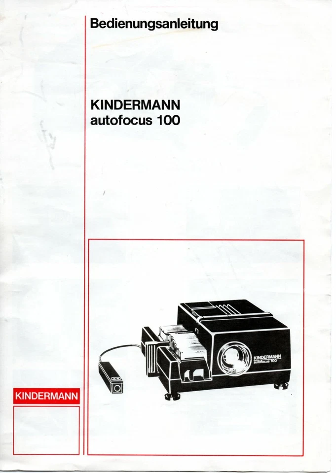 Bedienungsanleitung Manual Diaprojektor Kindermann Autofocus 100 - Bild 1 von 1