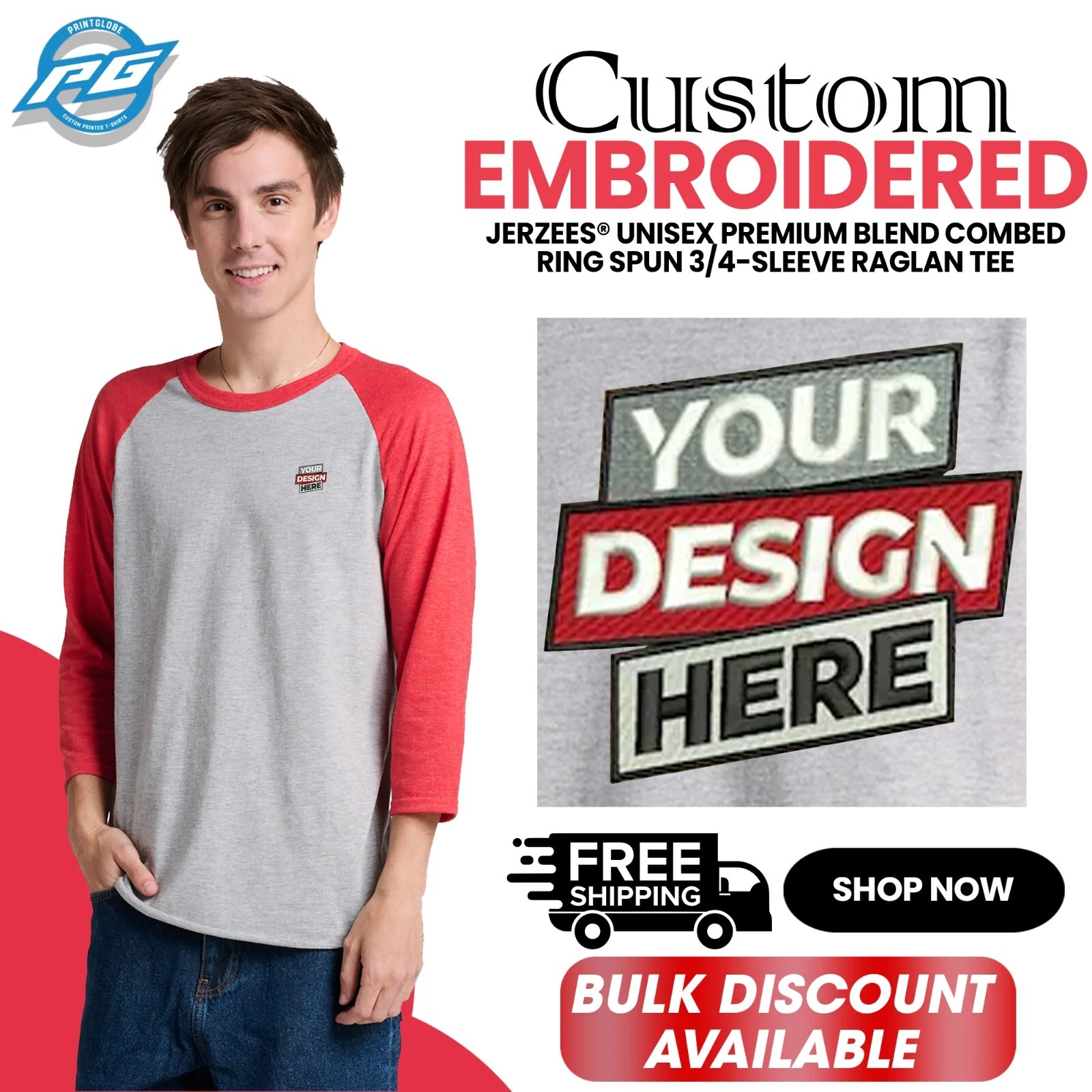 Unisex Premium Blend Combed Ring Spun 3/4-Sleeve Raglan Tee Birthday Gift 560R.