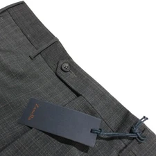 Zanella NWT Jax 100% Wool Flat Front Dress Pants Size 34 US In Gray Plaid
