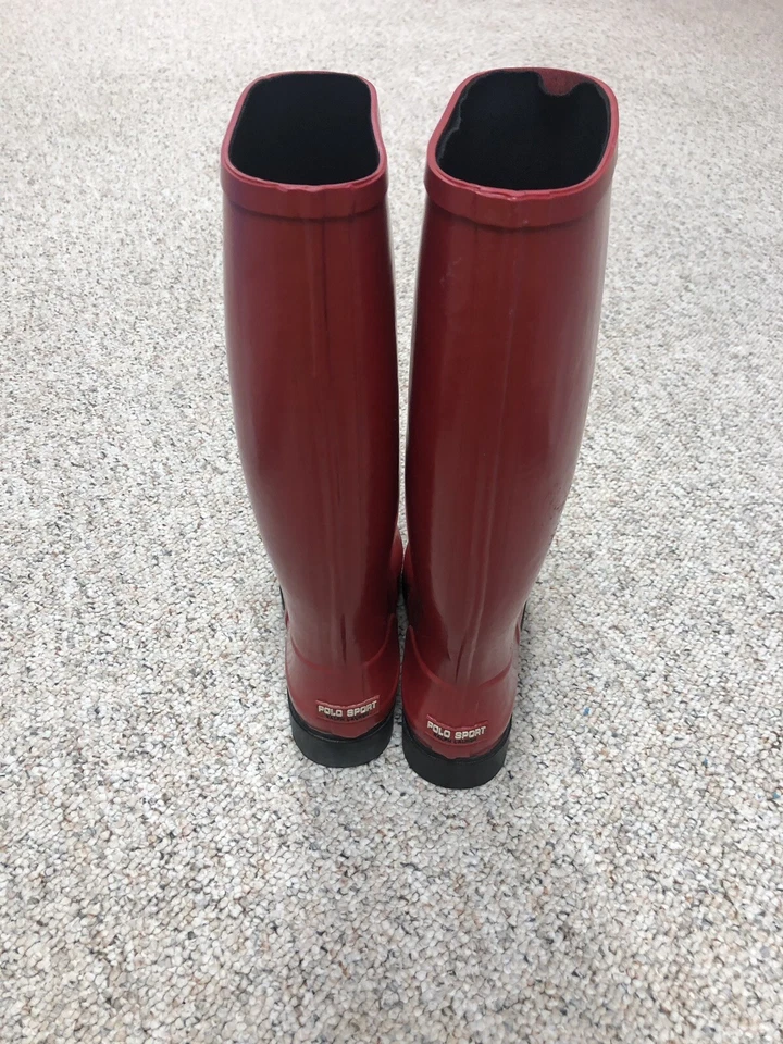 Botas de chuva femininas polo esporte Ralph Lauren vermelhas tamanho 6 - Imagem 3 de 4