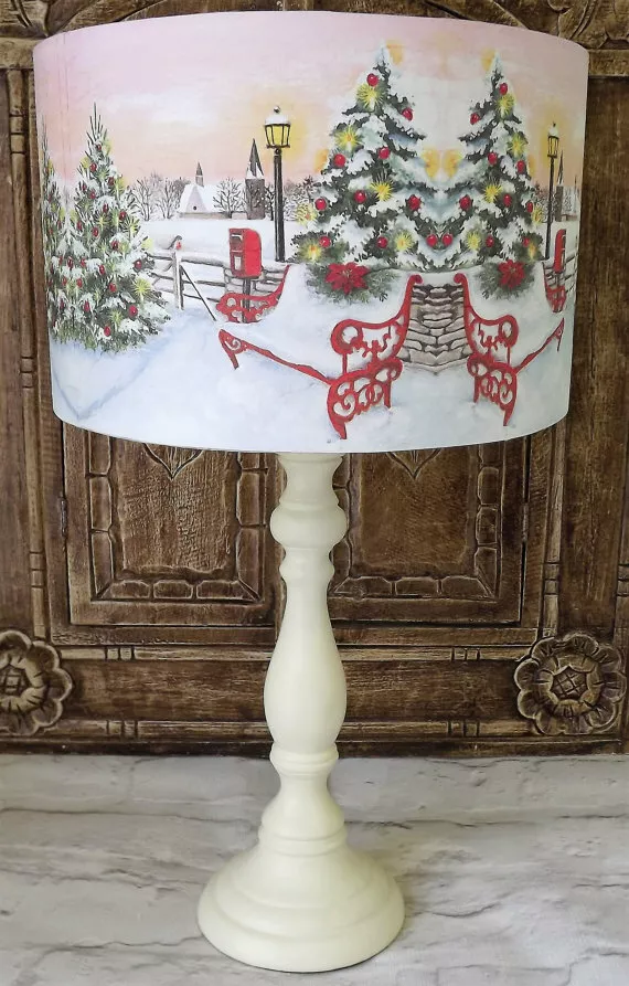Christmas lampshade Snowy Bench Xmas festive Decoration
