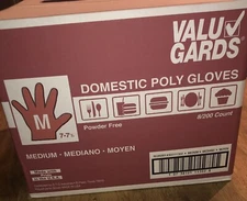 200/8CT  PE ValuGards Disposable Poly Gloves Powder Free Medium Food Service
