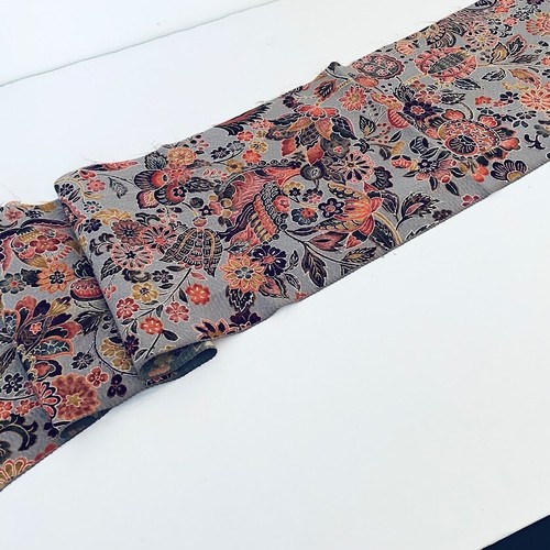 Tropical Lush #C 7x58 Vintage Japanese Kimono Silk Fabric Panel RR77 - 第 1/7 張圖片