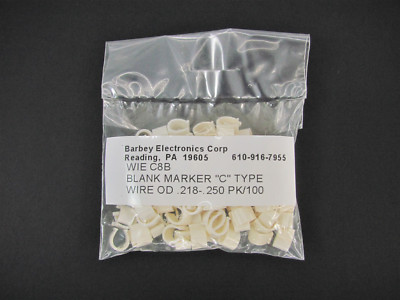 (100x) Wieland Clip On Wire Marker, Blank, .128 to .250'''' OD C Type FREE SHIP