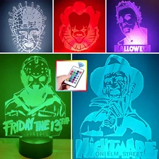 Horror acrylic LED lamp w/ remote control multi color night light 80s horror