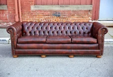 Vintage Chesterfield sofa Brown Leather Carolina Leather House Inc Tufted