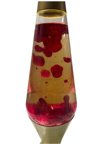 Vintage STARLITE 16 1/2" Lava Lamp, Gold Trim, Red Lava, Working - Picture 3 of 5
