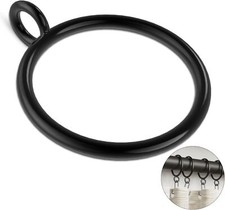 50 Pack Metal Curtain Rings with Eyelets, 1.5 inch Inner Diameter Black