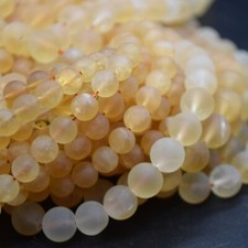 Citrine Round Beads - Frosted - 8mm - 15" strand, for Jewellery Making