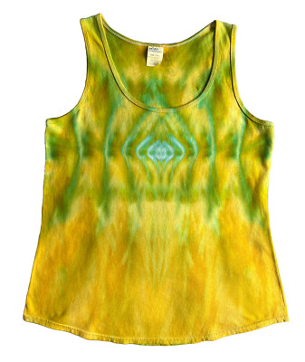 Roll Fold Ice Tie Dye Women's L Tank Top Granny Smith & Golden Delicious