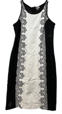 Worthington Sheath Bodycon Dress Black White Lined Back Zip Sleeveless Sz 10