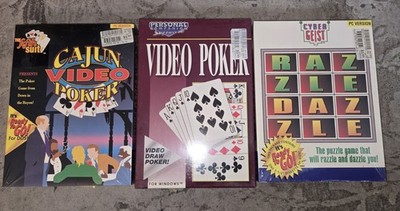 PC POKER and PUZZLE GAMES LOT of 3 Computer New Old Stock Sealed IBM Tandy