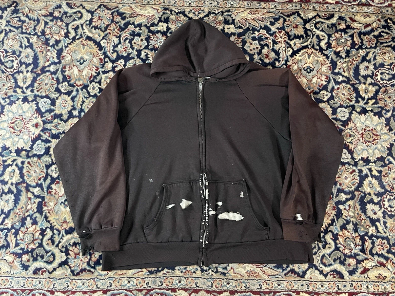Vintage 60s/70s Thrashed Faded Waffle Knit Thermal Zip-Up Hoodie
Opens in a new window or tab