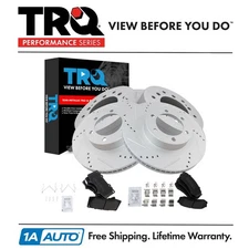 TRQ Semi Metallic Brake Pad & Performance Rotor Kit Front & Rear for Toyota