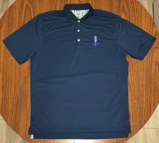 Chubbies Men's Short Sleeve Performance Flag Polo Shirt Navy Blue Size Large