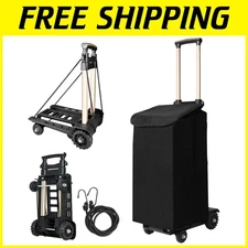 Folding Utility Shopping Cart with Detachable Waterproof Bag - 155 lbs Capacity