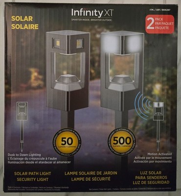 Infinity X1 500 Lumens Motion Activated Solar Security Pathway light, 2 Pack