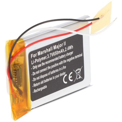 Akku passend für Marshall Major II, Li-Polymer, 3,7V, 650mAh, 2,4Wh, built-in, o