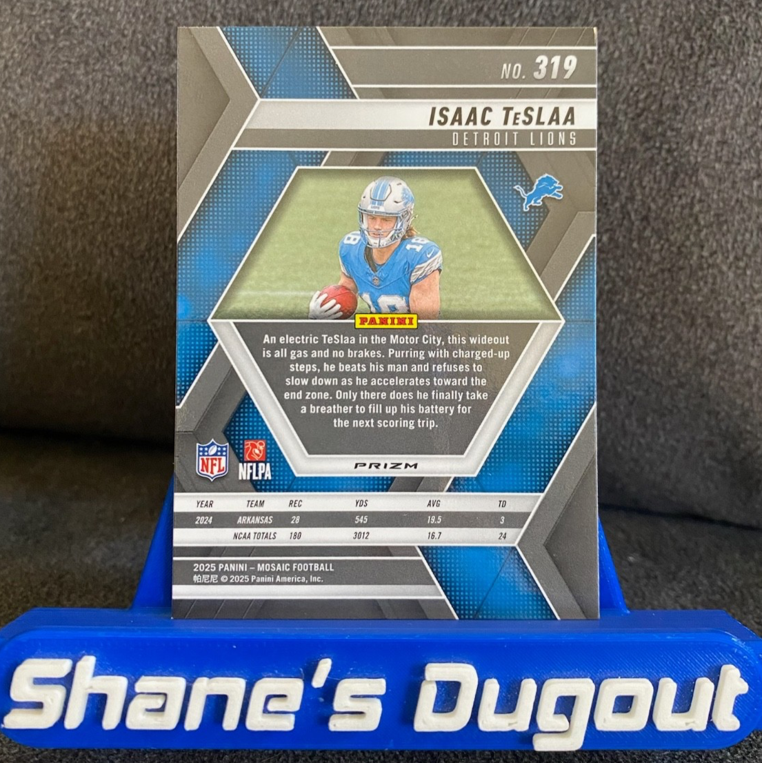 2025 Panini Mosiac RC Isaac TeSLAA #319 SILVER PRIZM- Detroit