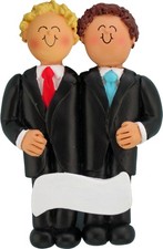 Same Sex Wedding Male Blonde  Brown Personalized Christmas Tree Ornament