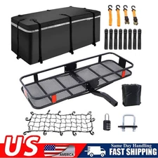 Folding Trailer Hitch Mount Cargo Carrier Basket Rear Luggage Rack Camping