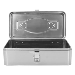 Grande boîte à outils en acier inoxydable portable Boîte de rangement en métal avec poignée