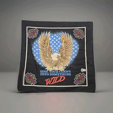 Vintage Harley Davidson Bandana Eagle Handkerchief Black 80s USA Freedom Vintage