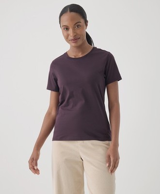 Pact Women's Softspun Crew Neck Tee Medium Plum Casual Comfortable Top