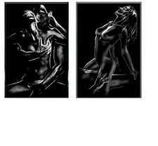 2pcs Abstract Sexy Women and Man Canvas Paint...