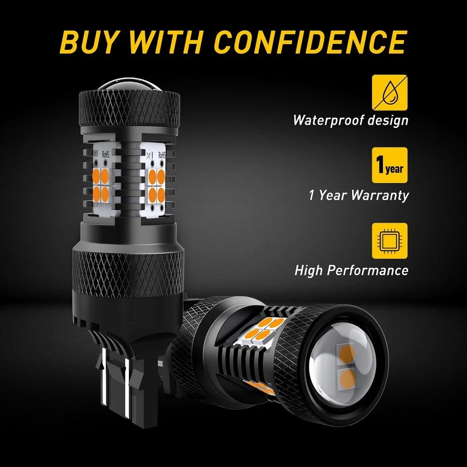 7443 7440 7444 LED ámbar amarillo señal de giro estacionamiento DRL marcador lateral bombillas Foto 2 de 4