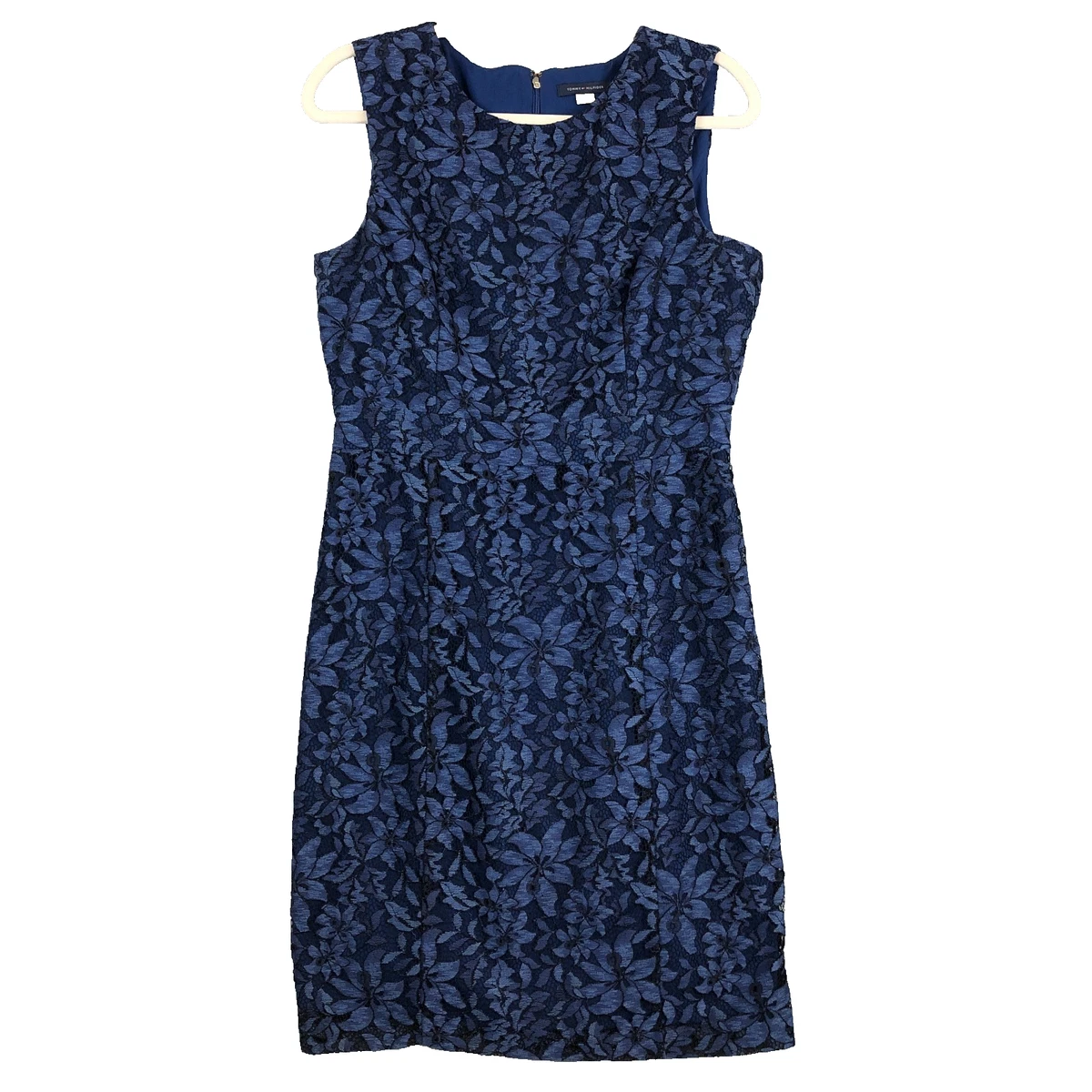 tommy hilfiger blue lace dress Tommy Hilfiger Women's Lace-floral Sleeveless Fit & Flare Dress
