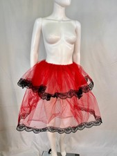 Red Tutu with Black Lace Trim, Adult size