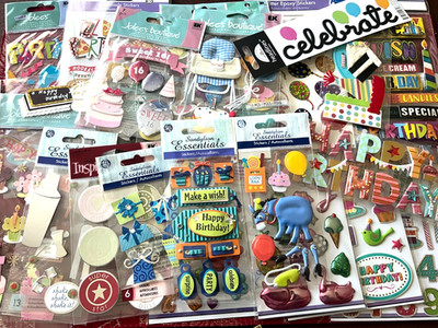 YOU CHOOSE - BIRTHDAY PARTY JOLEE'S STICKO PAPER BLISS SANDYLION STICKERS HTF