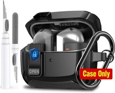 Black Shockproof Case Cover for Galaxy Buds 3/3 Pro/3 FE with Lock Clip