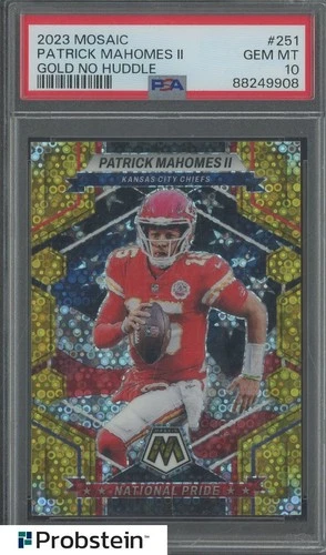 2023 Mosaic Gold No Huddle #251 Patrick Mahomes II Chiefs 6/10 PSA 10 GEM MINT