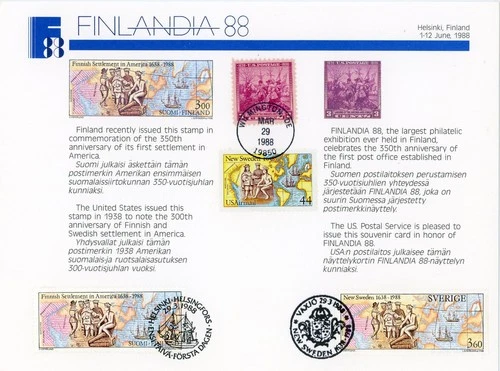 1988 Sc # C117 New Sweden Joint FDC with Sweden and Finland