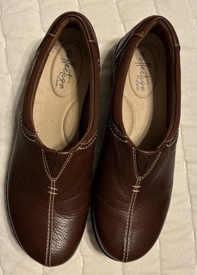 Clarks Collection Comfort Women's Brown Leather Slip On Loafer 7 - excellent 