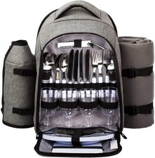 Hap Tim Picnic Basket Backpack for 4 Person with Insulated Cooler Compartment...
