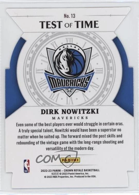 2022-23 Panini Crown Royale Test of Time Red /49 Dirk Nowitzki #13 HOF - Image 2 of 2