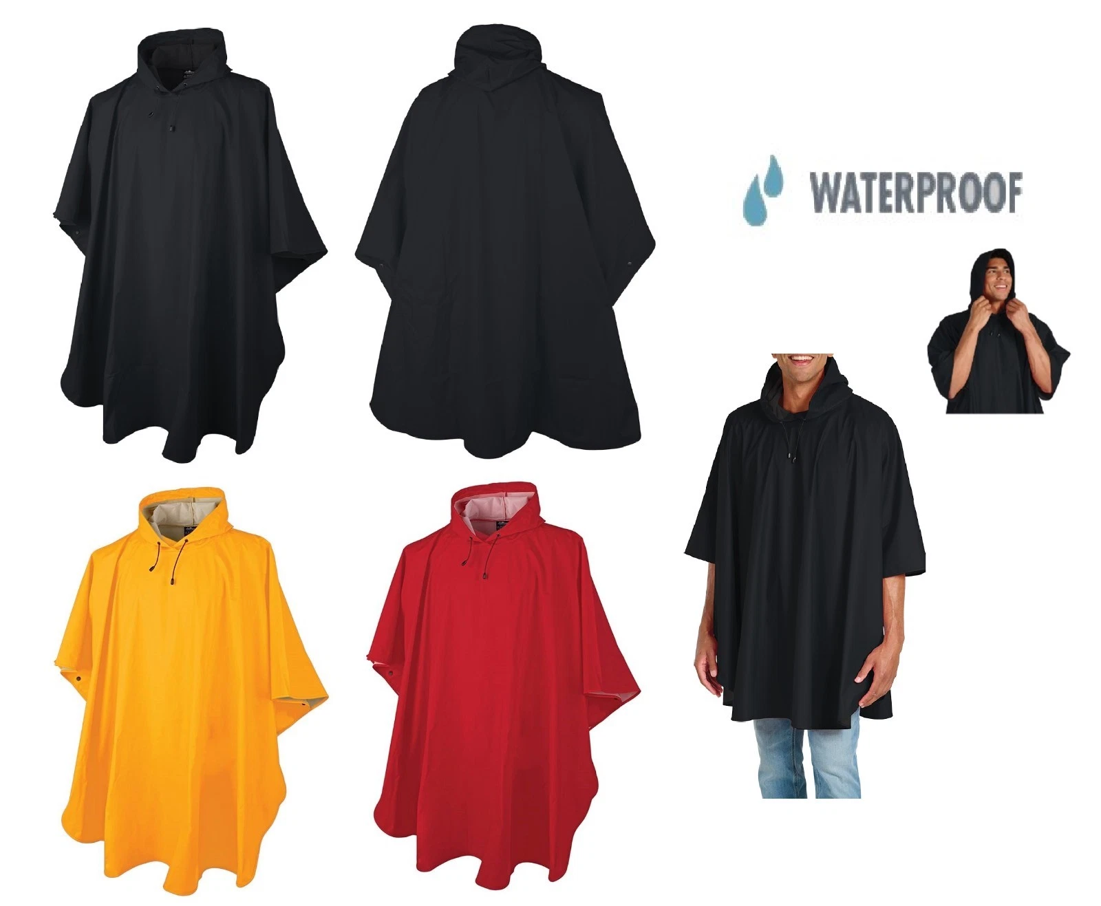 ADULT LINED, LIGHTWEIGHT WIND/WATERPROOF PONCHO, SNAP CLOSE, DRAWSTRING HOOD
Opens in a new window o
